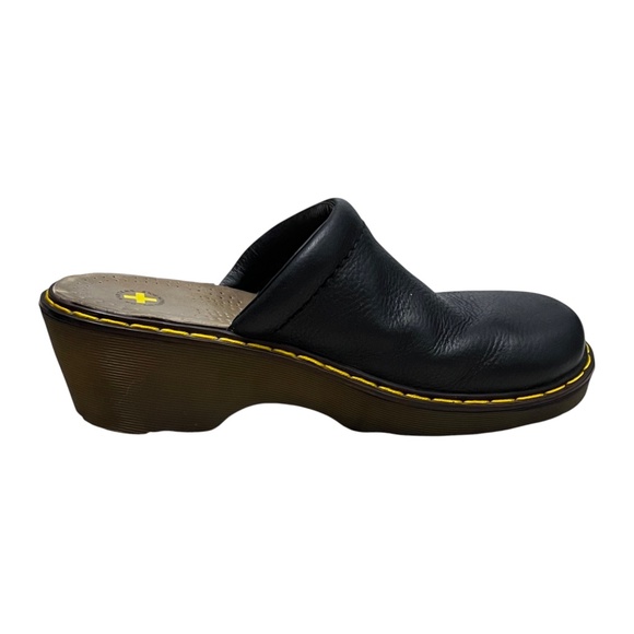 Dr Martens Chunky Platform Mules Clog Womens Size US 6 /37 Black Pebbled Leather - Picture 5 of 11